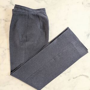 Petite High-Waist Custom-Made Small Waist Gray With Stripes Dress Pants.